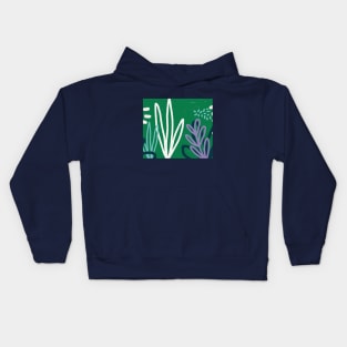 Abstract Botanical Green and Navy Print Kids Hoodie